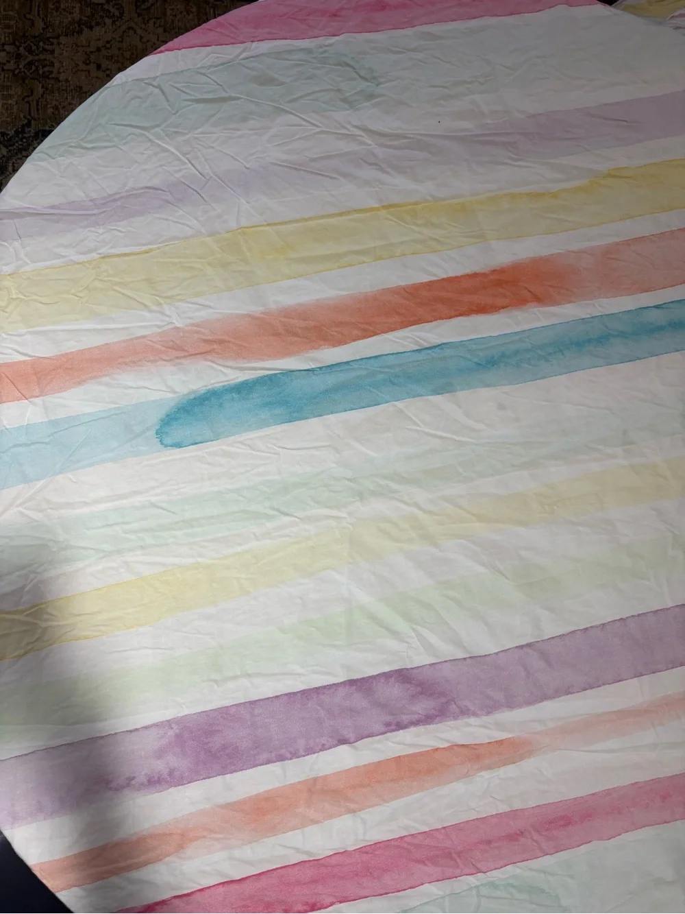 Pottery Barn Kids Kayla Stripe Organic Duvet Cover Watercolor Stripes Full/Queen